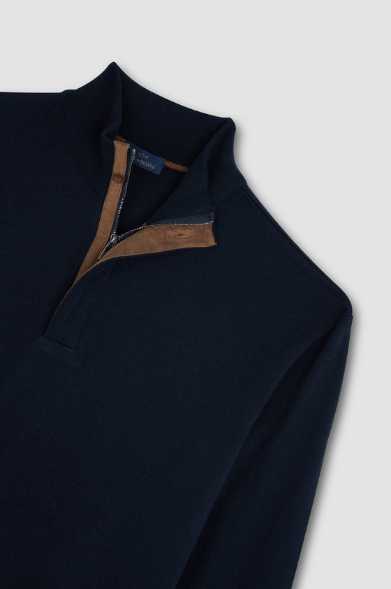 Paul & Shark - Chandail col zip de laine avec Alcantara®