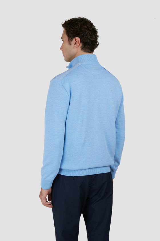 Paul & Shark - Fresco cotton zip-neck sweater with linen appliqués