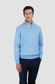  Paul & Shark - Fresco cotton zip-neck sweater with linen appliqués