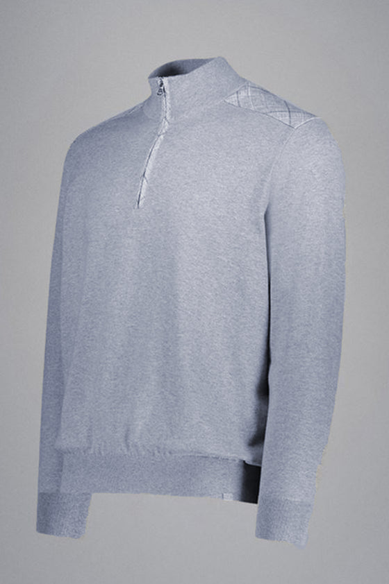 Paul & Shark - Cotton zip collar sweater with linen appliqués