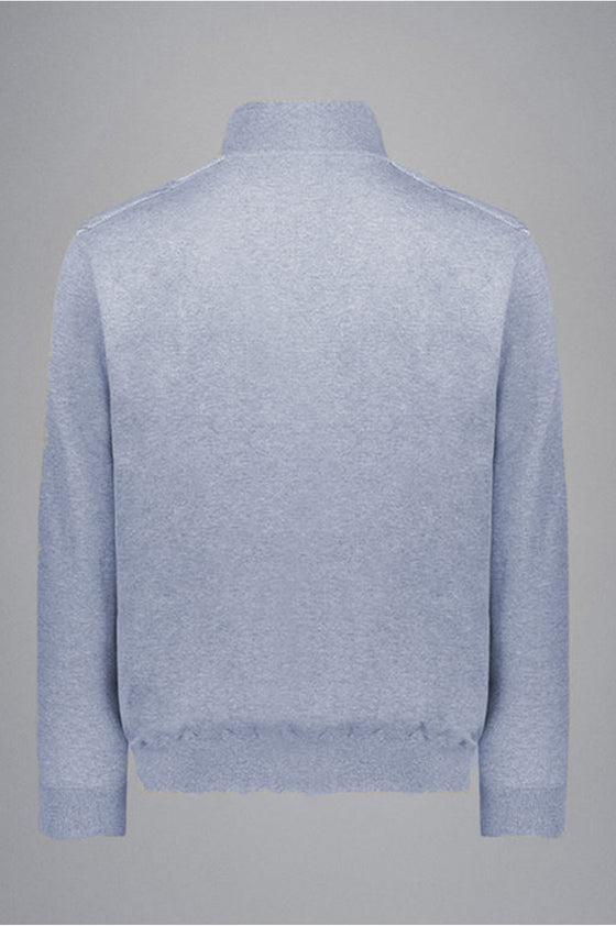 Paul & Shark - Cotton zip collar sweater with linen appliqués