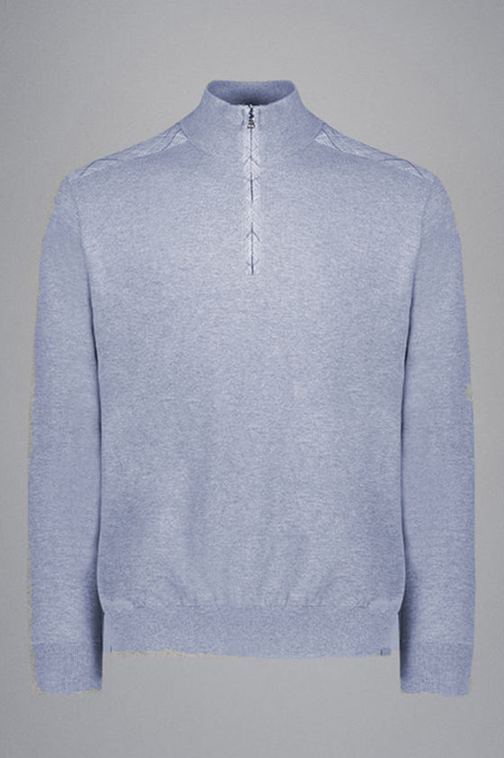 Paul & Shark - Cotton zip collar sweater with linen appliqués