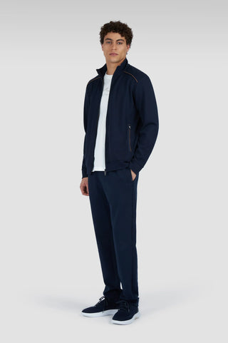 Paul & Shark - Stretch Cardigan Typhoon Platinum with Alcantara