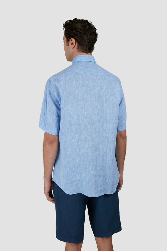 Paul & Shark - Short-sleeved plain linen shirt