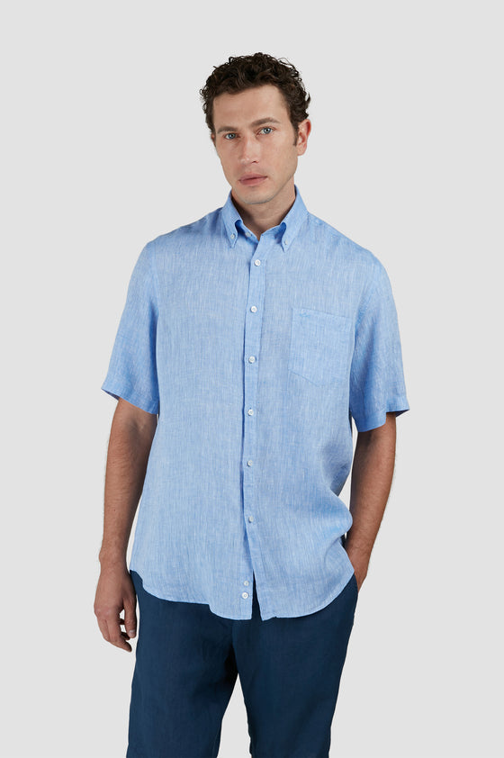 Paul & Shark - Short-sleeved plain linen shirt