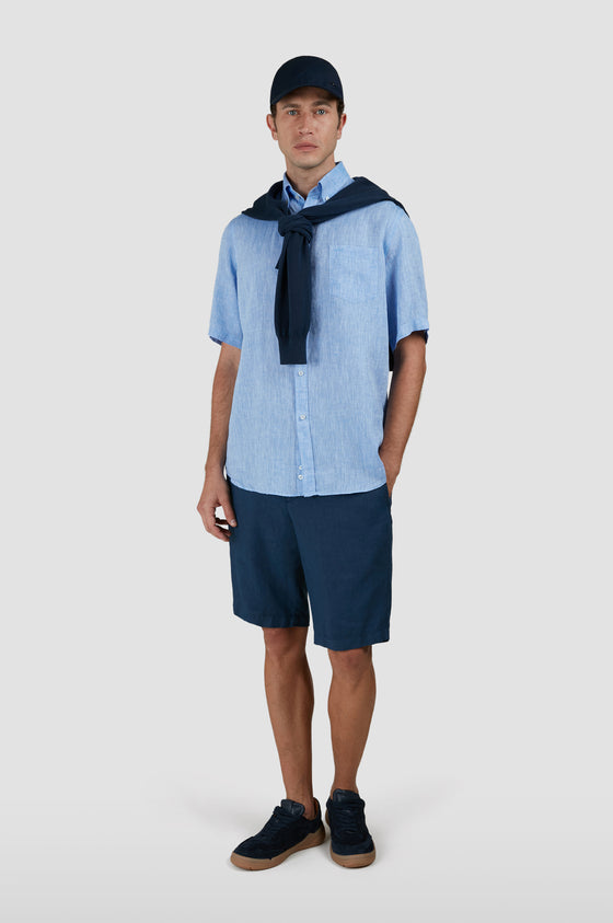 Paul & Shark - Chemise unie de lin manches courtes