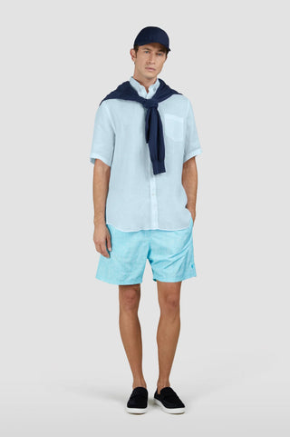 Paul & Shark - Short-sleeved plain linen shirt