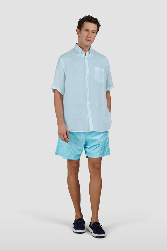 Paul & Shark - Short-sleeved plain linen shirt