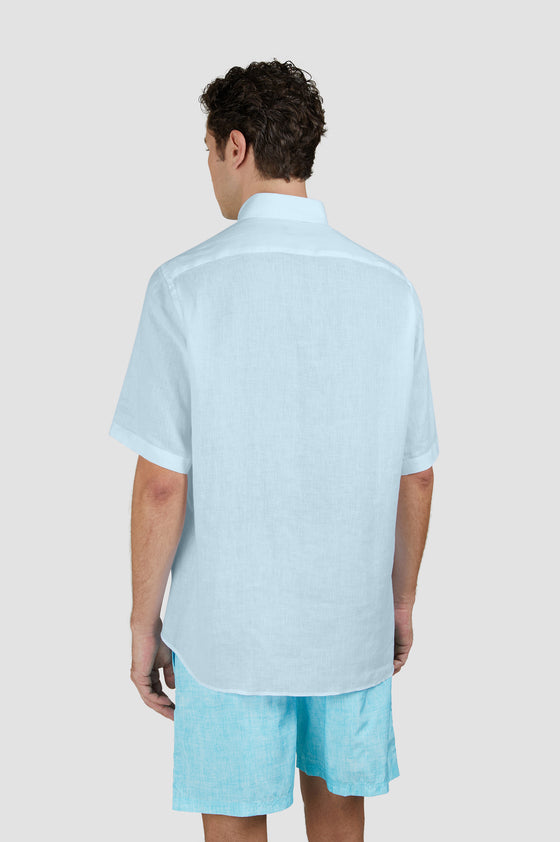 Paul & Shark - Short-sleeved plain linen shirt