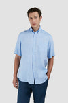 Paul & Shark - Short-sleeved plain linen shirt