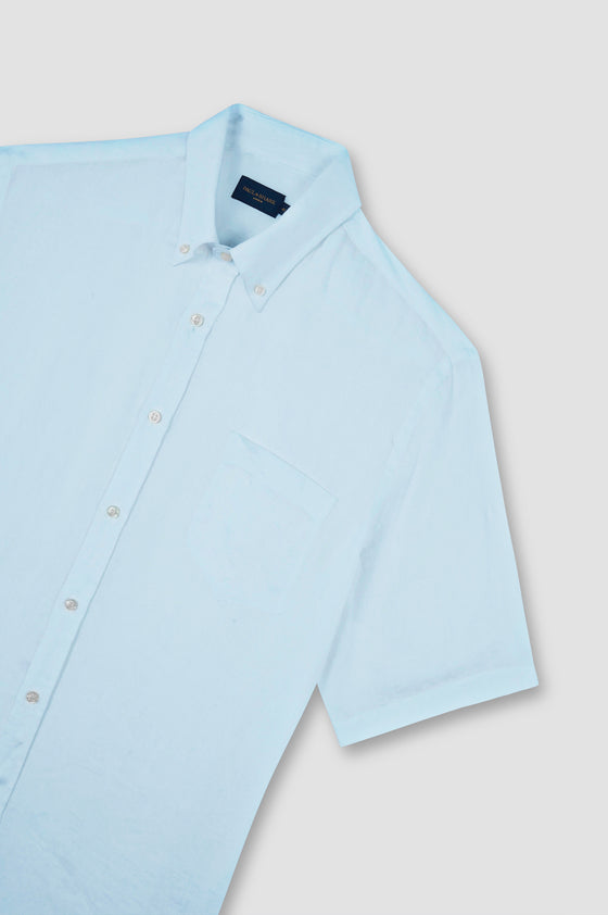 Paul & Shark - Short-sleeved plain linen shirt