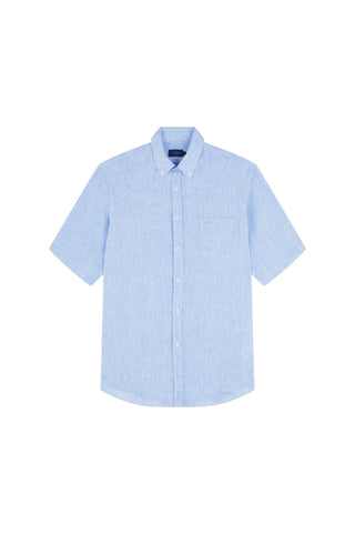 Paul & Shark - Short-sleeved plain linen shirt