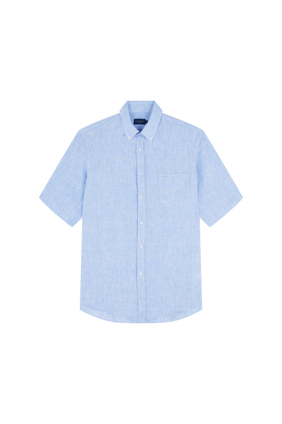 Paul & Shark - Short-sleeved plain linen shirt