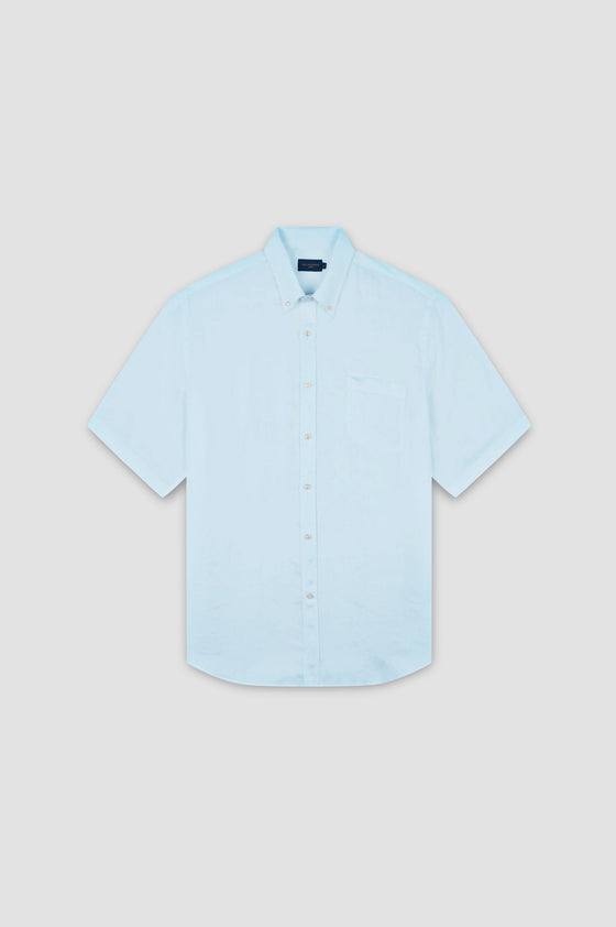 Paul & Shark - Short-sleeved plain linen shirt