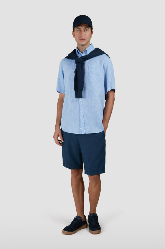 Paul & Shark - Chemise unie de lin manches courtes