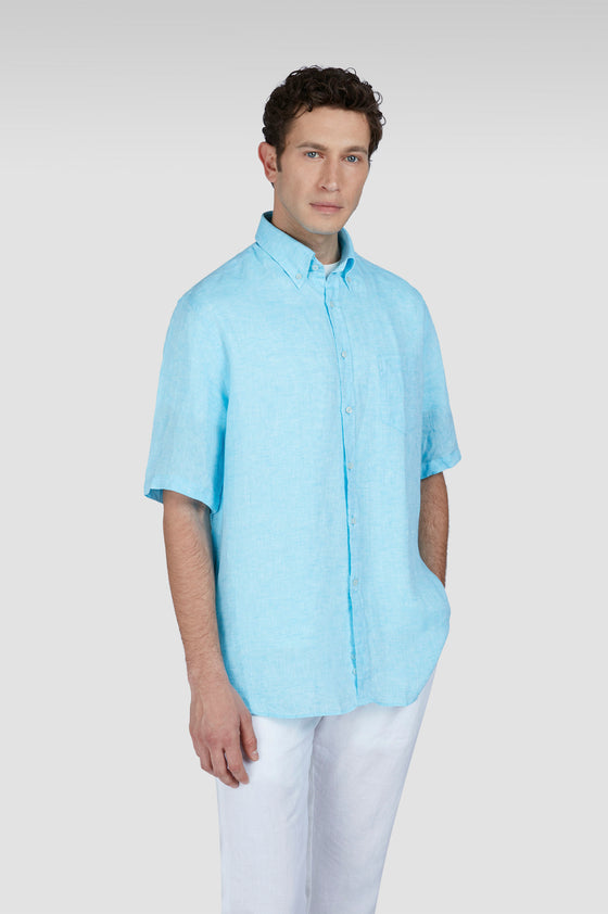 Paul & Shark - Short-sleeved plain linen shirt