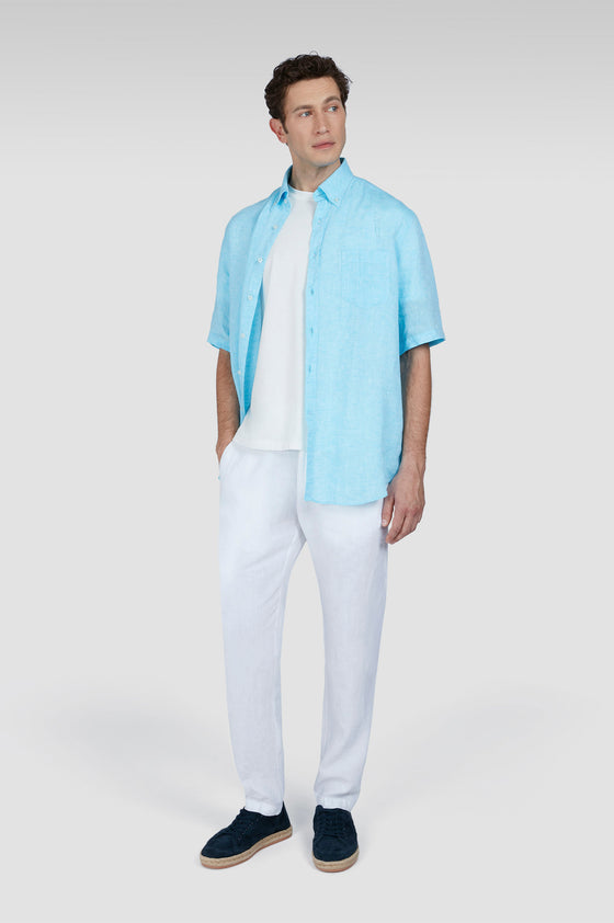 Paul & Shark - Short-sleeved plain linen shirt