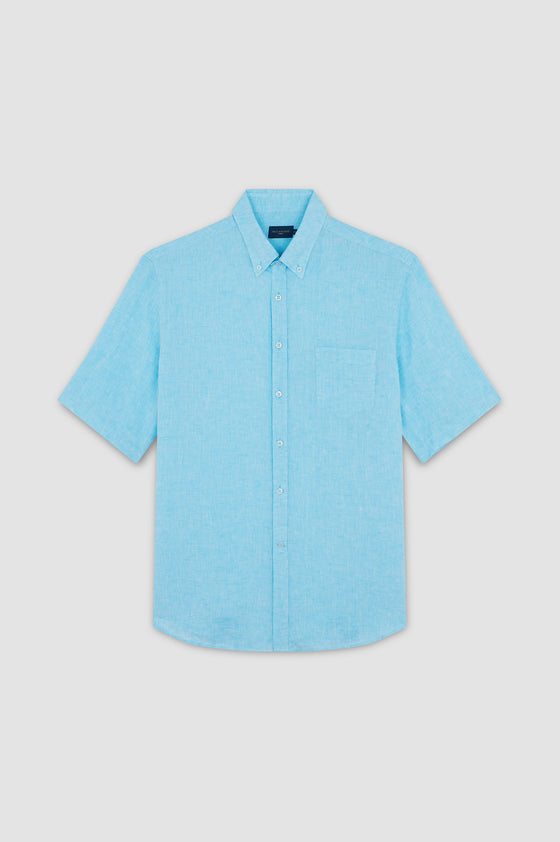 Paul & Shark - Short-sleeved plain linen shirt