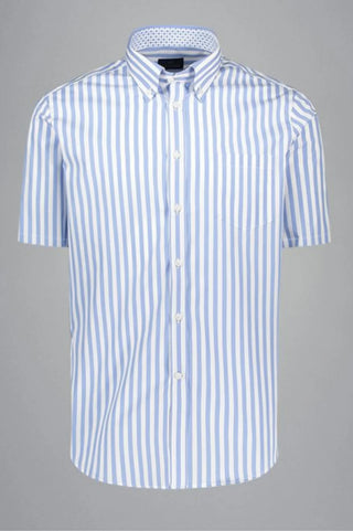 Paul & Shark - Short-sleeved striped cotton poplin shirt