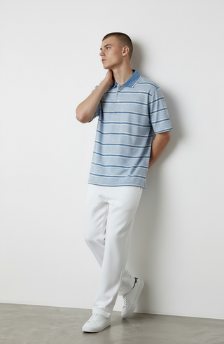 Paul & Shark - Striped short-sleeve polo shirt made of double mercerized cotton