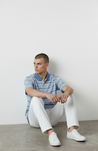 Paul & Shark - Striped short-sleeve polo shirt made of double mercerized cotton