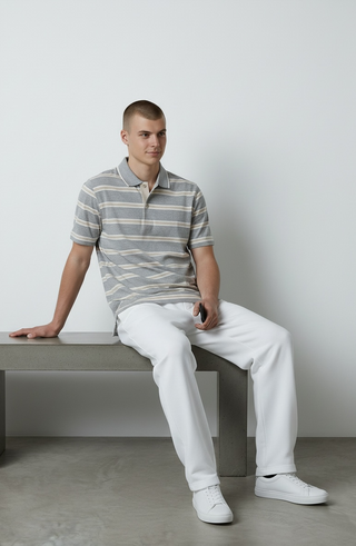 Paul & Shark - Striped short-sleeve polo shirt made of double mercerized cotton
