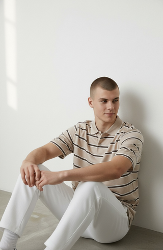 Paul & Shark - Striped short-sleeve polo shirt made of double mercerized cotton