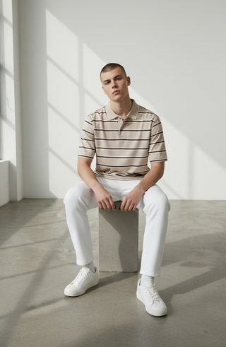 Paul & Shark - Striped short-sleeve polo shirt made of double mercerized cotton