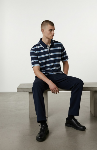 Paul & Shark - Striped short-sleeve polo shirt made of double mercerized cotton