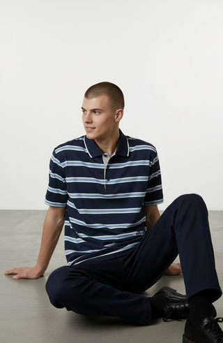 Paul & Shark - Striped short-sleeve polo shirt made of double mercerized cotton