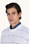 Paul & Shark - Striped round neck sweater made of linen and cotton