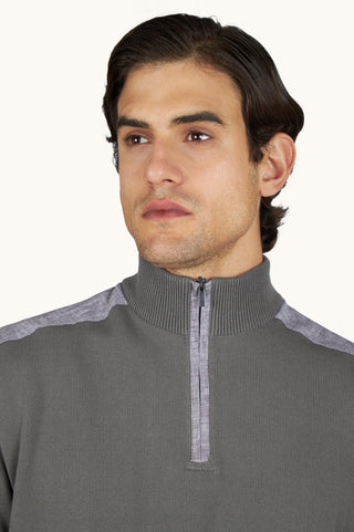 Paul & Shark - Chandail col zip de coton Fresco avec appliqués de lin