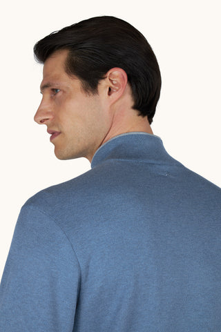 Paul & Shark - Pull à col zip en soie et coton avec détails en daim Aqualeather