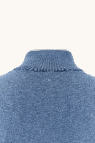 Paul & Shark - Pull à col zip en soie et coton avec détails en daim Aqualeather