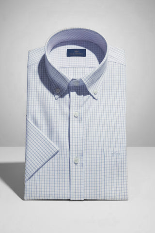 Paul & Shark - Short-sleeve cotton poplin checkered shirt