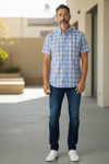 Paul & Shark - Short-sleeved shirt with cotton poplin checks