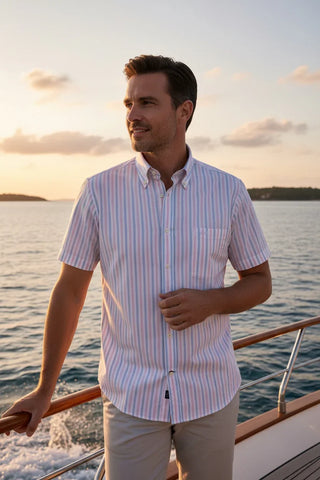 Paul & Shark - Chemise manches courtes rayée de coton