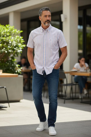Paul & Shark - Chemise manches courtes rayée de coton