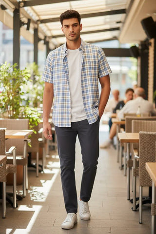 Paul & Shark - Chemise manches courtes à carreaux de coton Summer Breeze