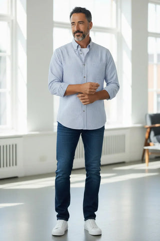 Paul & Shark - Chemise rayée de coton et lin Silver Collection