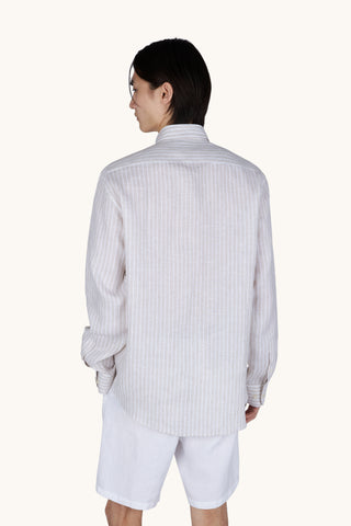 Paul & Shark - Chemise de lin manches longues à rayures