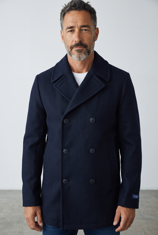 Dalmard Marine - Oslo - Men's Wool Pea Coat - Navy