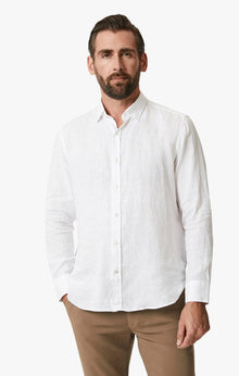  34 Heritage - Linen Chambray Shirt Bright White - LE CAPITAINE D'A BORD