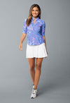 Ibkül - Rebecca Print Ruched Elbow Length Sleeve Top - 41087