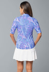 Ibkül - Rebecca Print Ruched Elbow Length Sleeve Top - 41087