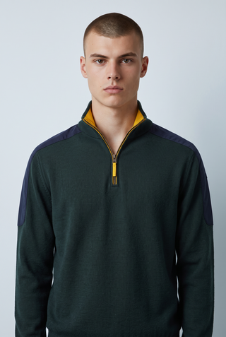 Paul & Shark - Chandail col zip de laine avec appliqués de nylon