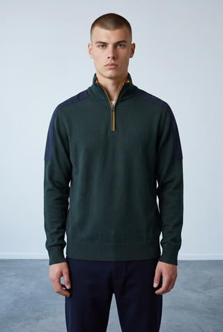 Paul & Shark - Chandail col zip de laine avec appliqués de nylon