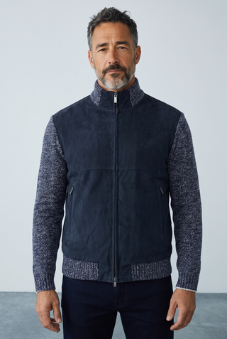 Paul & Shark - Cardigan de suede avec tricot de laine et cachemire