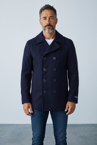 Dalmard Marine - Oklahoma - Wool Men's Pea Coat - Navy