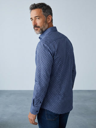 Emanuel Berg - Byron - Chemise manches longues à motifs Albini 4Flex - Modern Fit - Marine